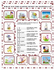 English Worksheet: WHAT DID THE EASTER BUNNY DO YESTERDAY? A PAST SIMPLE WORKSHEET - EDITABLE 