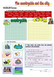 English Worksheet: the countryside and the city