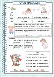 English Worksheet: Future Time Clause 1. Grammar Guide.