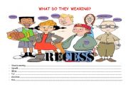 English Worksheet: what are they wearing?