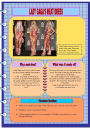 English Worksheet: Lady Gagas meat dress