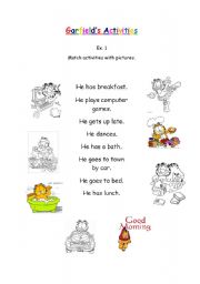 English Worksheet: Garfields activities