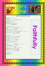 English Worksheet: GLEE SERIES   SONGS FOR CLASS! S01E22  ***SEASON FINALE***  THREE SONGS  FULLY EDITABLE WITH KEY!  PART 1/2