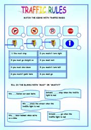 English Worksheet: traffic rules