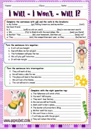 English Worksheet: Future with 