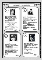 English Worksheet: speech cards: The Beatles