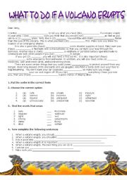 English Worksheet: What to Do If A Volcano Erupts