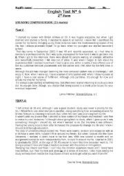 2 reading passages +comprehension questions : passage 1 about a woman  going back to work after children  grow up  and passage 2  about a woman going back to study+ language tasks + writing