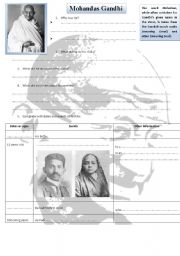 English Worksheet: Gandhis biography - video or listening