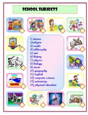 English Worksheet: school subjects : matching