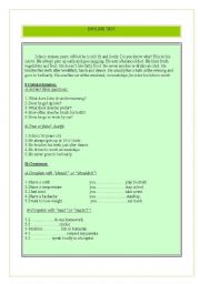 English Worksheet: simple present and modals