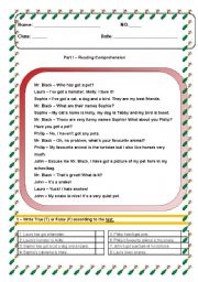 English Worksheet: Pets - TEST