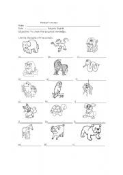 English worksheet: Farmer animals