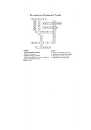 English Worksheet: Occupations Crossword Puzzle