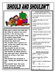 English Worksheet: SHOULD AND SHOULDNT