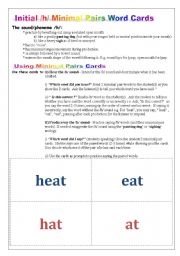 English Worksheet: /h/ minimal pairs cards