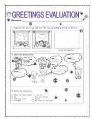 English Worksheet: Greetings Evaluation
