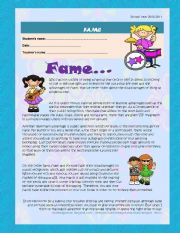 English Worksheet: Fame