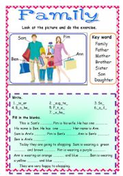 English Worksheet: My family