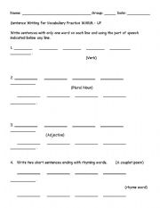 English Worksheet: Vocabulary Grammar Warm Ups