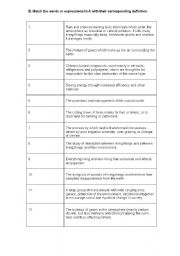 Environment Vocabulary - Matching Exercise