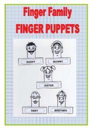 English Worksheet: Finger family puppets
