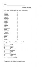 English worksheet: Spelling Test