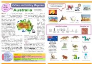 English Worksheet: Culture and History Magazine (2) - Australia - Present and Past Simple