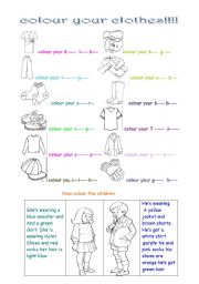 English Worksheet:  colour your clothes 