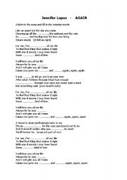 English Worksheet: Jennifer Lopez - Again