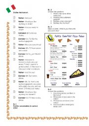 English Worksheet: At the restaurant