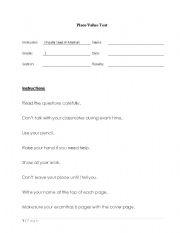 English worksheet: Place Value Test