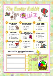 English Worksheet: The easter rabbit quiz