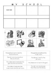 English Worksheet: School rooms game