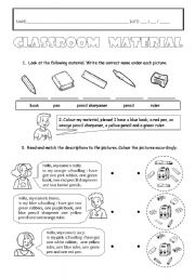 English Worksheet: Classroom Material