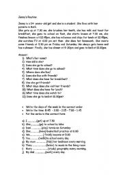 English Worksheet: Jennys Routine