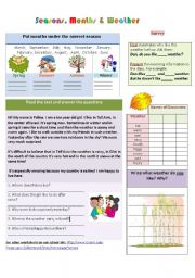 English Worksheet: Seasons, months and weather