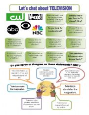 English Worksheet: Lets chat about TELEVISION 
