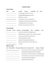 English worksheet: Travel Vocabulary