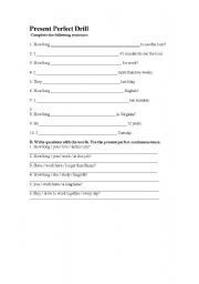 English worksheet: Present Perfect Tense