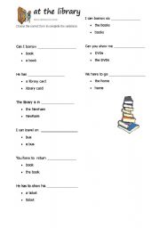 English Worksheet: at the library