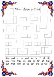 English Worksheet: word shape puzzles