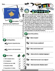 English Worksheet: RC Series_Level 01_Country Edition 36 Kosovo (Fully Editable + Key)