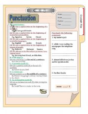 English Worksheet: Punctuation