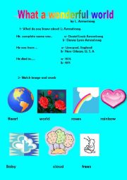 English Worksheet: What a wonderful world