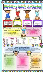 English Worksheet: Writng with Adverbs