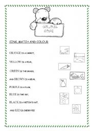 English Worksheet: COLOUR SONG