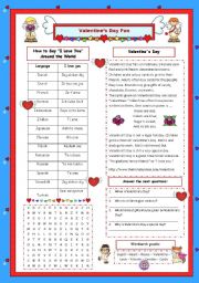 English Worksheet: Valentines Day Fun