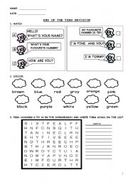 English Worksheet: GRAMMAR AND VOCABULARY REVISION - Primary Level (Various Topics)