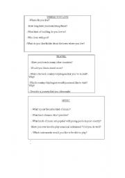 English Worksheet: oral activities ( part 3)